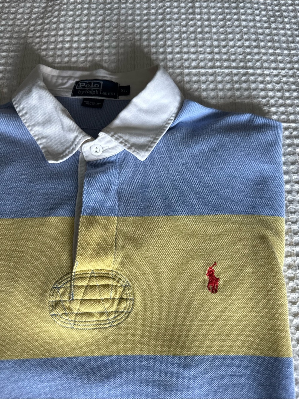 Brand new Polo by Ralph Lauren Rugby Light Blue & Yellow Striped Rugby Polo XL - Picture 2 of 7